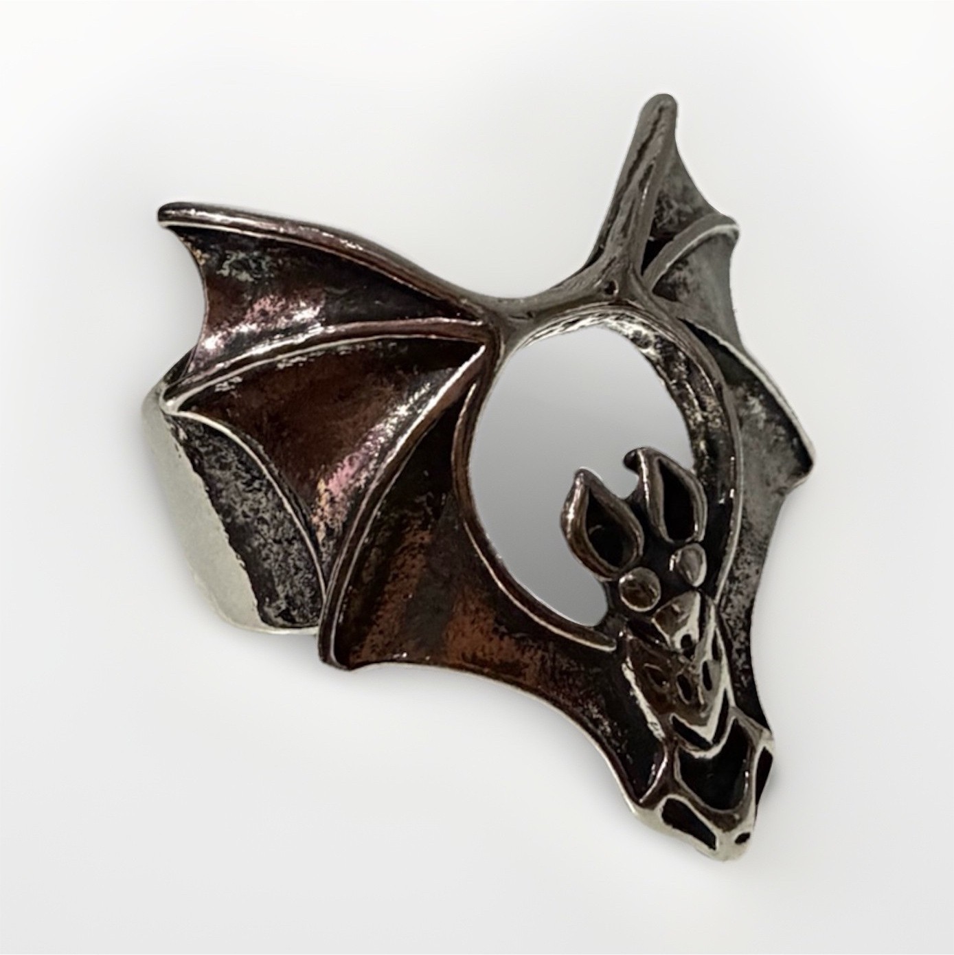 Bat Statement Silver Metal Ring Gothic Halloween … - image 1