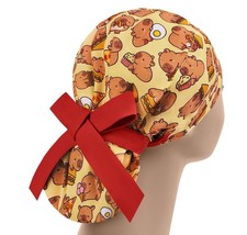 Capybara Scrub Hats, Women Surgical Caps, Nurse Cap Ponytail, Vet Surgery Cap