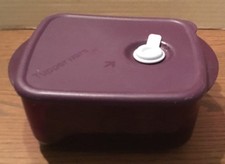 Tupperware Vent NServe 1L 2 1/2 tazza contenitore rettangolare per microonde #6203 viola 