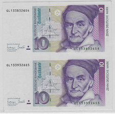 GERMANY/GERMANY 2X10 D-MARK 1993 SHEET EDGE UNC