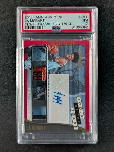 2019-20 Panini Absolute Memorabilia JA MORANT 9/10 Quad Patch Auto Level 3 PSA 7