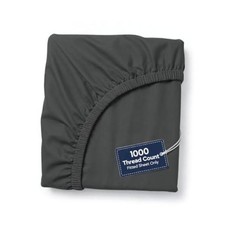 Fitted Sheet, 100 Egyptian Cotton,Dorm Bed, Fits 16"- Dark Twin XL Dark Gray