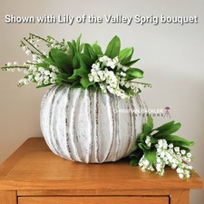 Image of Ceramic Round Textured Vase Stone Look Pumpkin Style Planter Home Decor Lorenzo