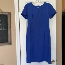 Talbots Blue Bodycon Sheath Dress Size 2 short sleeve Office Event Classic Party
