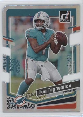 2023 Panini Donruss Press Proof Silver Die-Cut 69/75 Tua Tagovailoa #190 rw6