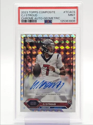 CJ STROUD 2023 TOPPS COMPOSITE CHROME ROOKIE GEOMETRIC RC AUTO PSA 9 Q1228