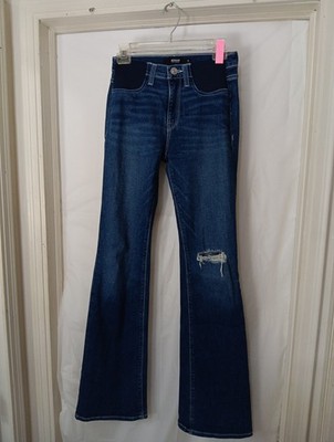 Hudson Little Girls Mid-Waist Straight Jeans Size 16 Blue Distressed+Stretch L26