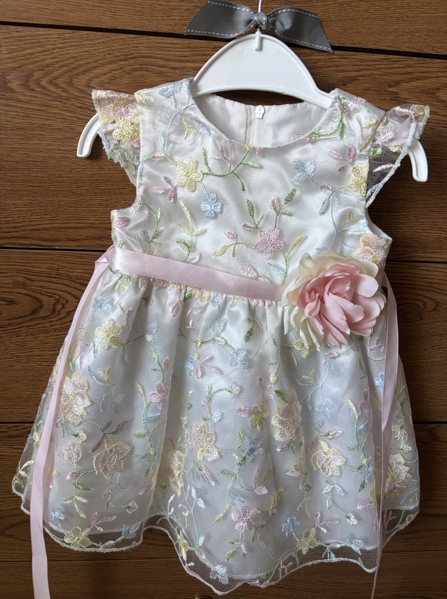 Rare Editions Toddler Girls Floral Embroidered Mesh Dress - Size 18 Months  | eBay