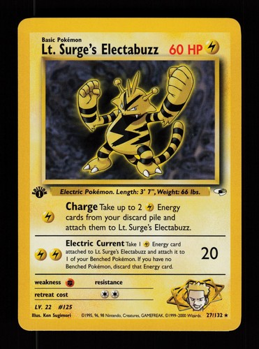 Lt. Surge's Electabuzz 27/132 1st Edition Rare Gym Heroes Pokemon Cards