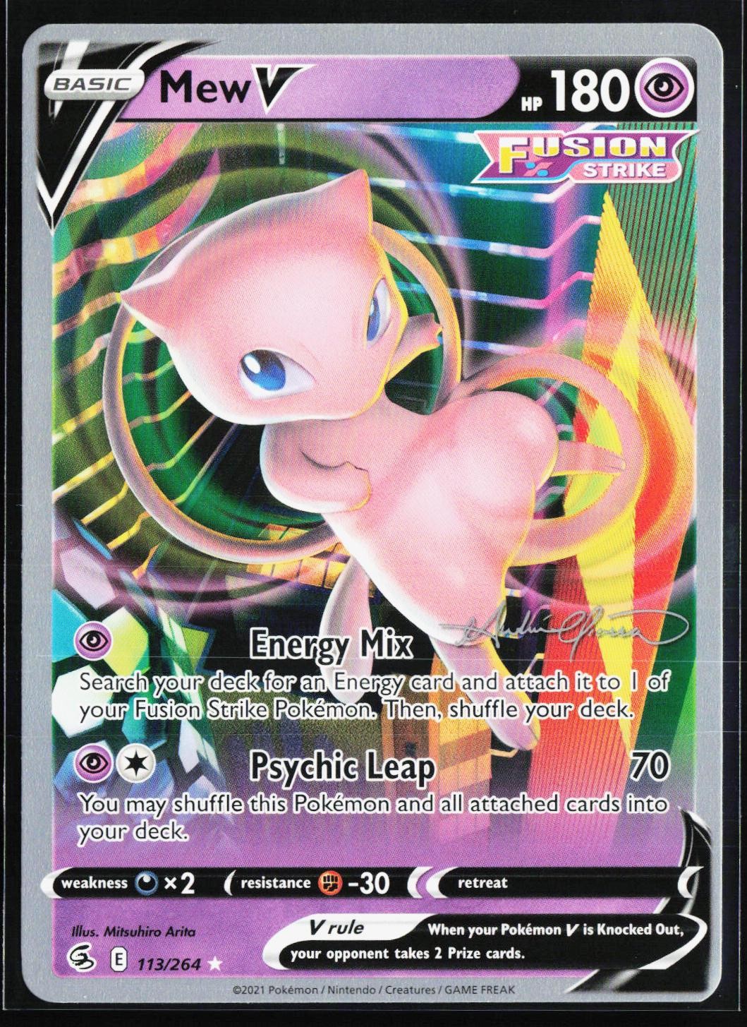 MEW V 113/264 HOLO V RARE FUSION STRIKE NM