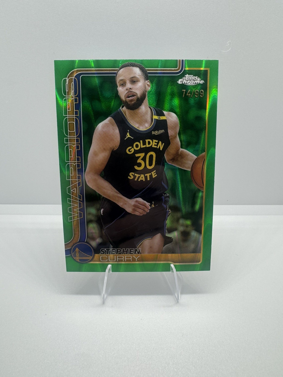 2025 Topps Chrome Stephen Curry Green Wave #/99 #201 Warriors