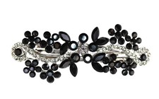 Faship Gorgeous Black Crystal Flower hair Barrette 1 Count Pack of 1 ,