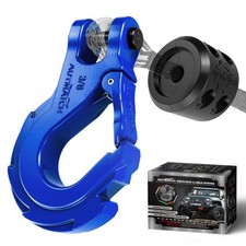 Autmatch 38 Winch Hook With Grade 70 Safety Latch For Off-road Blue