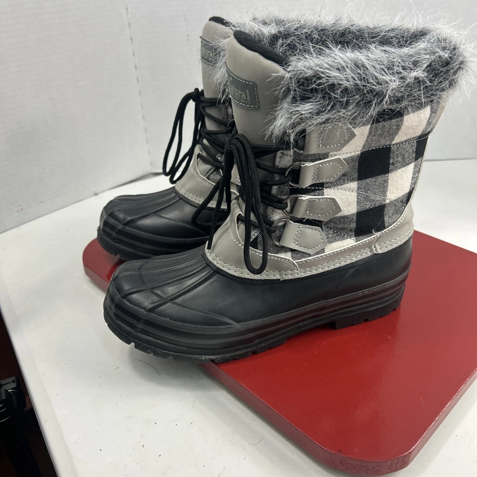 Женские сапоги Natural Reflections 200 г из древесины джилл на шнуровке 8 М серые клетчатый мех - Изображение 3 из 4