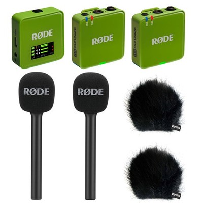 Rode Wireless GO Gen 3 Grün mit 2x Interview GO und 2x Windschutz WSBK