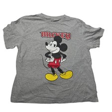 Disney Mickey Mouse Shirt Mens 1X Gray Cartoon Graphic Tee Classic Character
