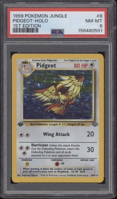 Pidgeot Pokemon Jungle Holo 1st Edition #8 PSA 8