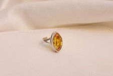 Cushion Citrine 8x16mm Gemstone 925 Sterling Silver Handmade Daily Were Ring For