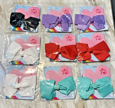 Lot of Nine New Girl's Clip Hairbows Red/White/Aqua/Black and Purple