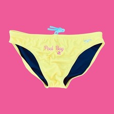 Cabana Pool Boy Custom Embroidery Men  s Yellow swim Brief bikini Swimwear