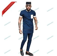 Mens Kurta Without Pajama Traditional New Fabric Soft Cotton Kurta Color Blue