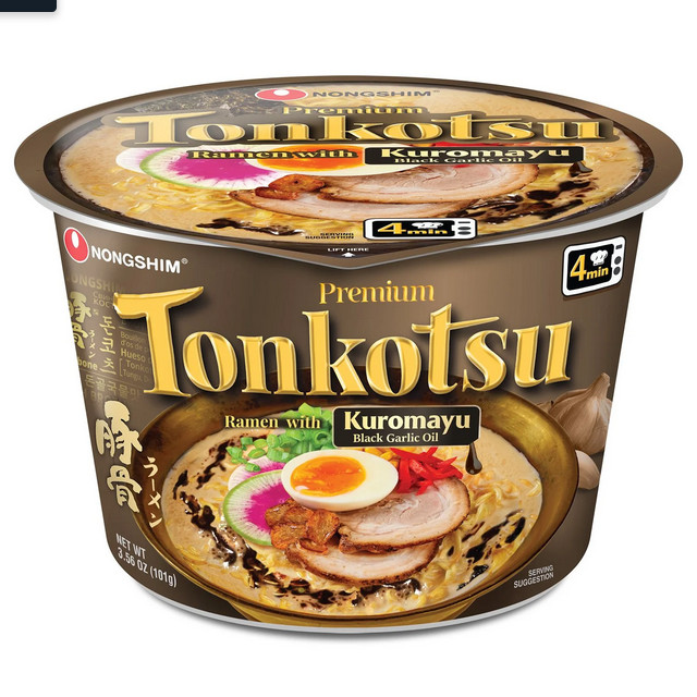 Nongshim Tonkotsu Kuromayu Premium Ramen Noodle Soup 6-Pack Bowls