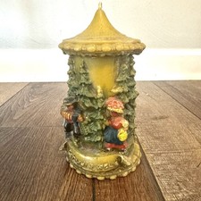 Vintage Johann Gunter Schwarzwald German Hand Carved Wax Candle 6.5 Forest Scene
