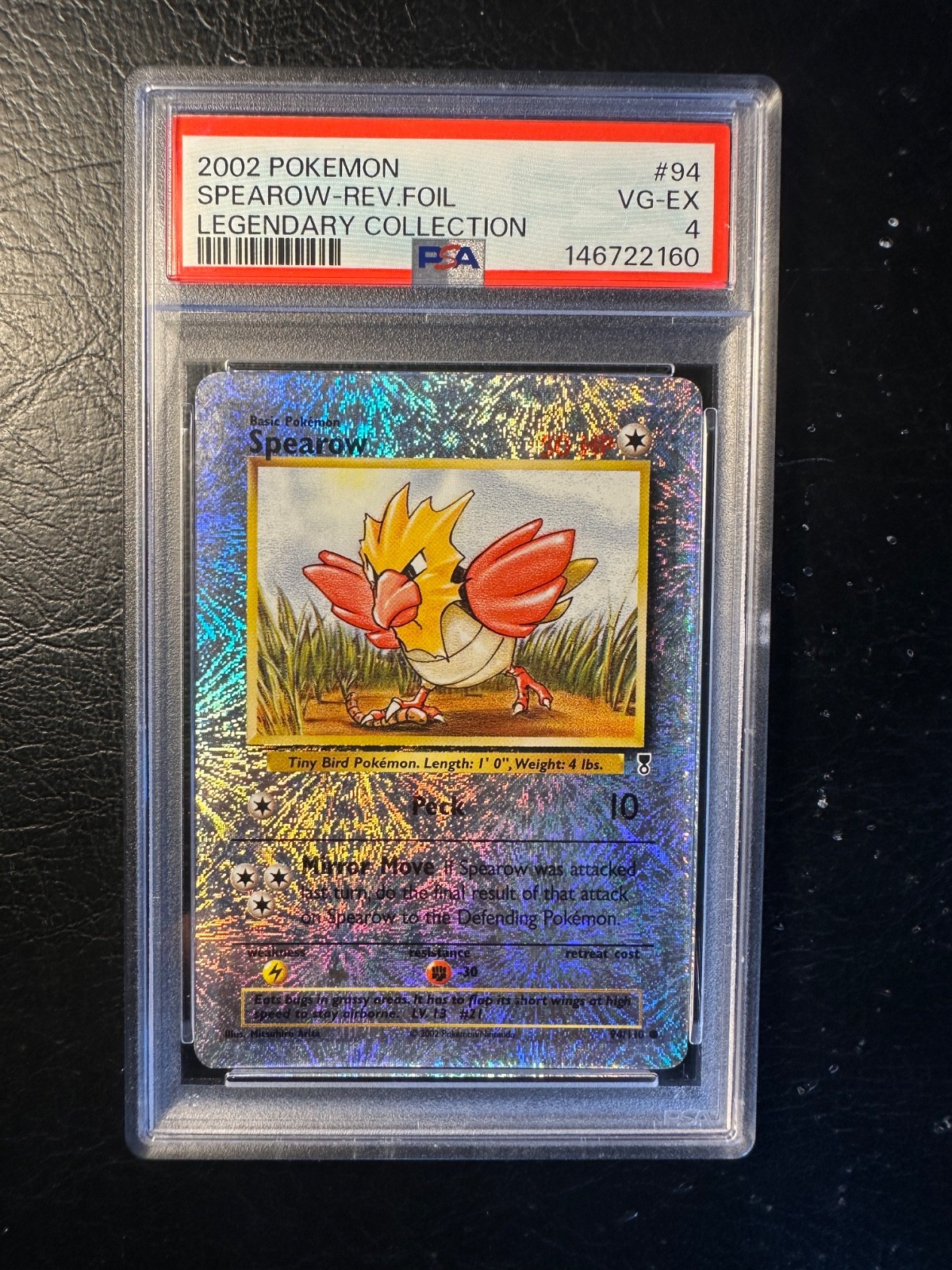2002 Pokémon Legendary Collection Spearow #94 Reverse Holo PSA 4 VG-EX  pop 19