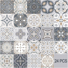 Stickers PVC tiles 24pcs 20x20 kitchen bathroom wall Morocco wallpaper 74ch