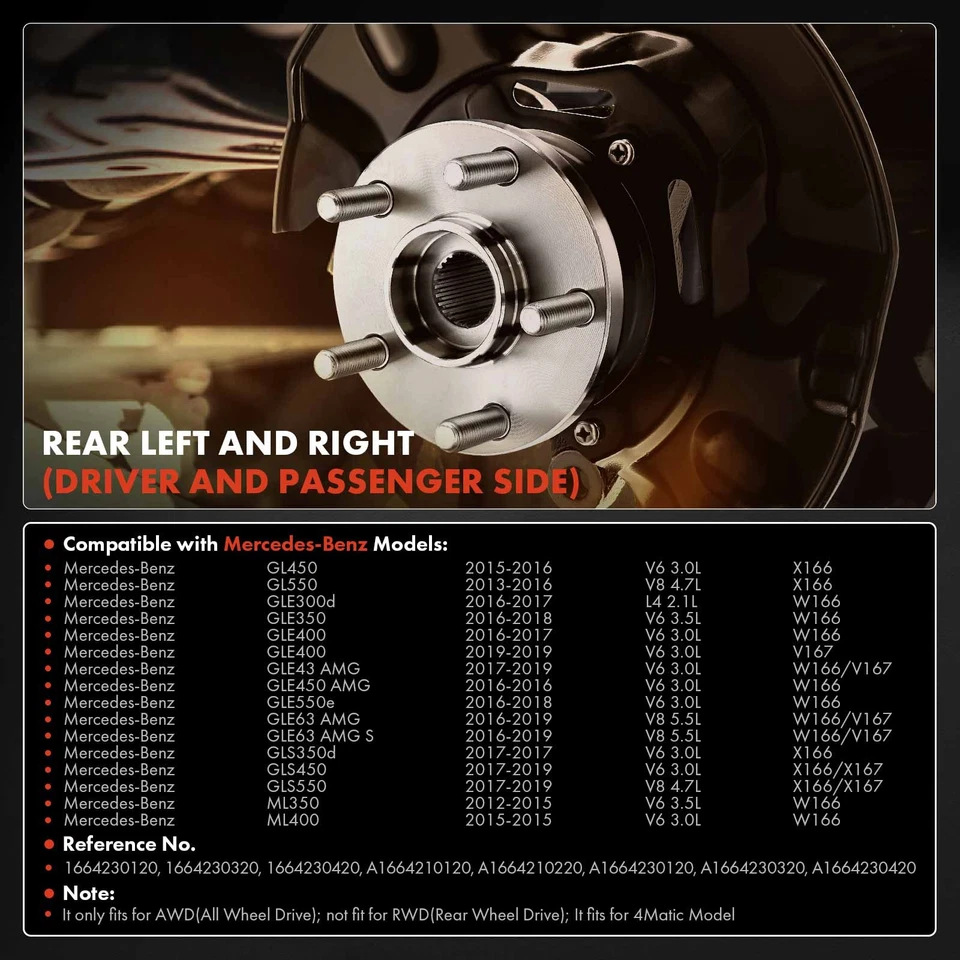 4x Protector antipolvo de freno delantero y trasero para Mercedes-Benz GLE300d GLE350 GLE400 GLE550e Foto 2 de 4