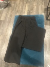 Black Pleated Wide-Leg Dress Trousers