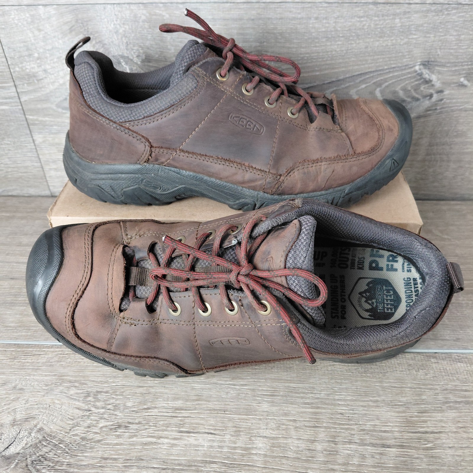 S Size 9.5 Brown Leather Oxford Trail Hiking Boots