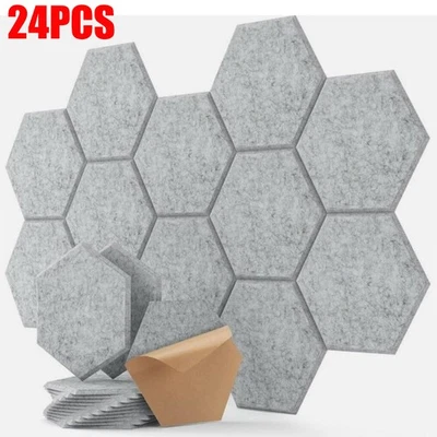 24x Acoustic Wall Panels Studio Sound Proofing Insulation Self-Adhesive Tiles UK