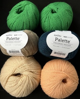 Lot Of 6 Full skeins of Knit Picks Palette 100% highland Wool yarn, Mixed Colors