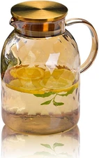 64 oz Amber Glass Pitcher with Lid and Spout Borosilicate Water amber1 