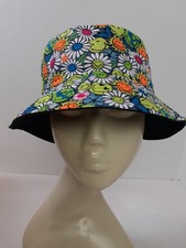 Reversible Smiley Face Bucket Hat Smiley World Originals Cotton Lightweight EUC