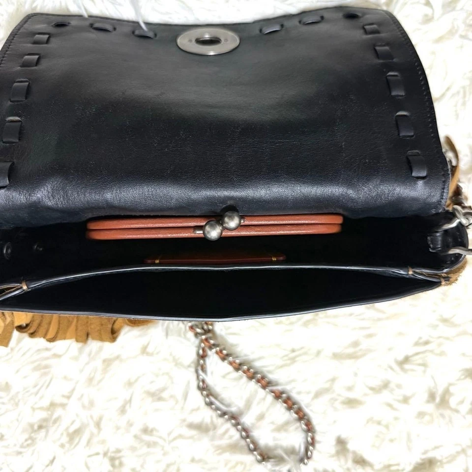 ТРЕНЕР 86821 бахрома цепочка наплечная сумка дубовый коричневый замши кожи подлинный б/у - Изображение 3 из 4