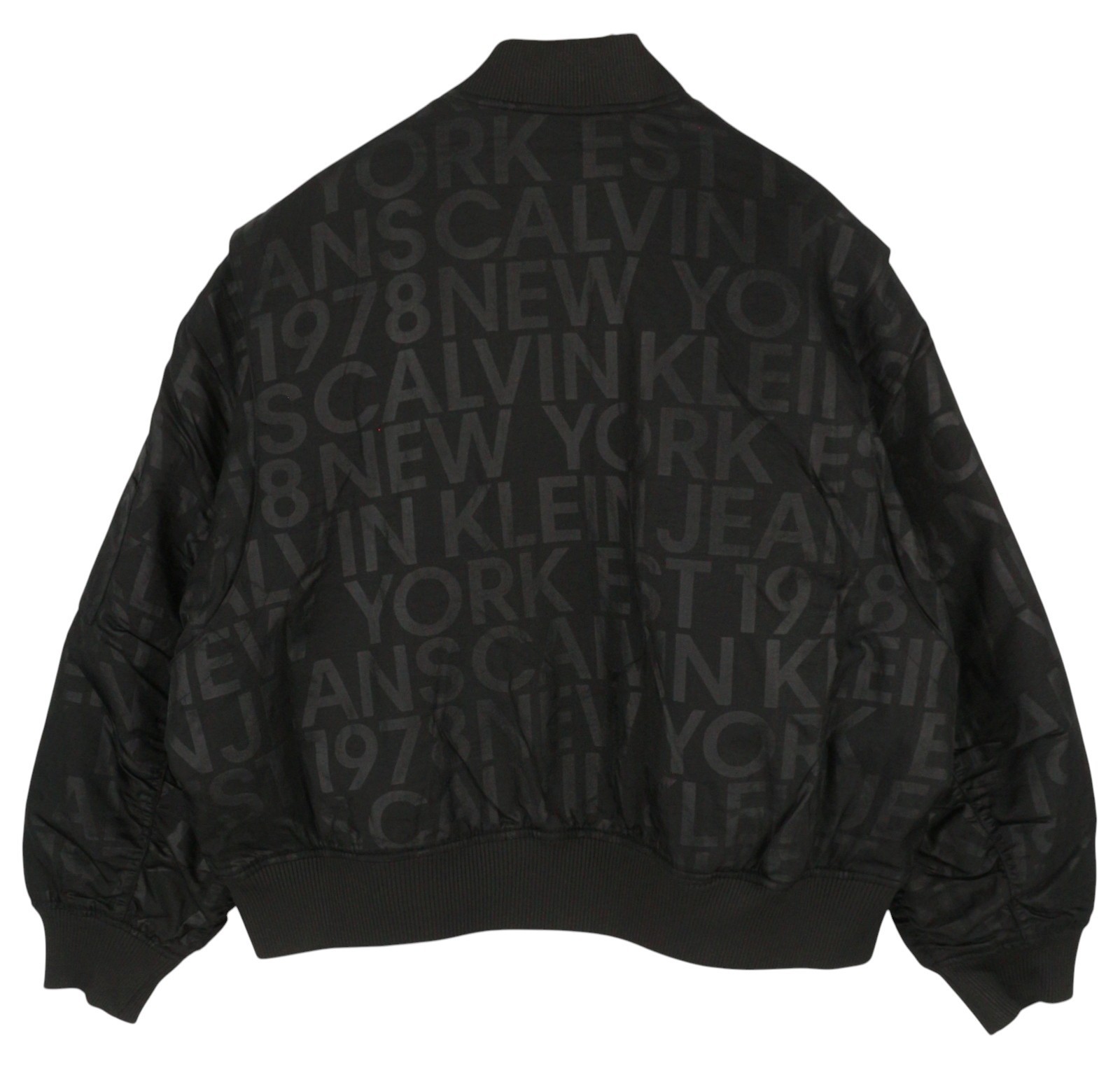 CALVIN KLEIN Men Jacket L Black Bold Logo Quilted Loose Fit Bomber RRP149 * thumbnail 4