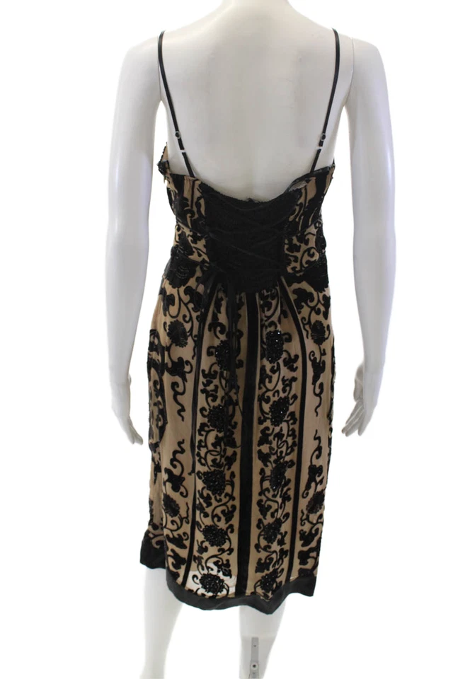 Vestido forrado con estampado de correas de espagueti texturizado Hale Bob para mujer talla M Foto 3 de 4