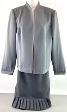 Perceptions New York Women's Skirt Suit 3 Piece Set Size 16 Grey Pink Pleated