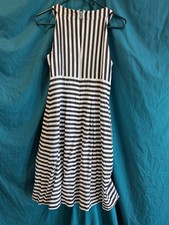 Nine West Striped A-Line Dress 6 | Mod Black White Zip Fit & Flare Look