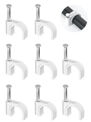 Jadaol Cable Clips 100Pcs 8Mm Nail in Clips for round Ethernet Cables Wall Clips