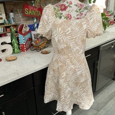 Loft Tropical Palm Linen Blend Dress Fit And Flare Size 2 Lined New W/out Tags