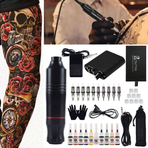 Cartridges Needles Power Supply Tattoo Machine Kits Rotary Pen Makeup Machine - Picture 1 of 12