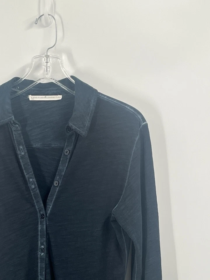 Vestido Camisa Midi Colección Pervuvian Azul Marino Talla Pequeña Cuello Botón Foto 2 de 4