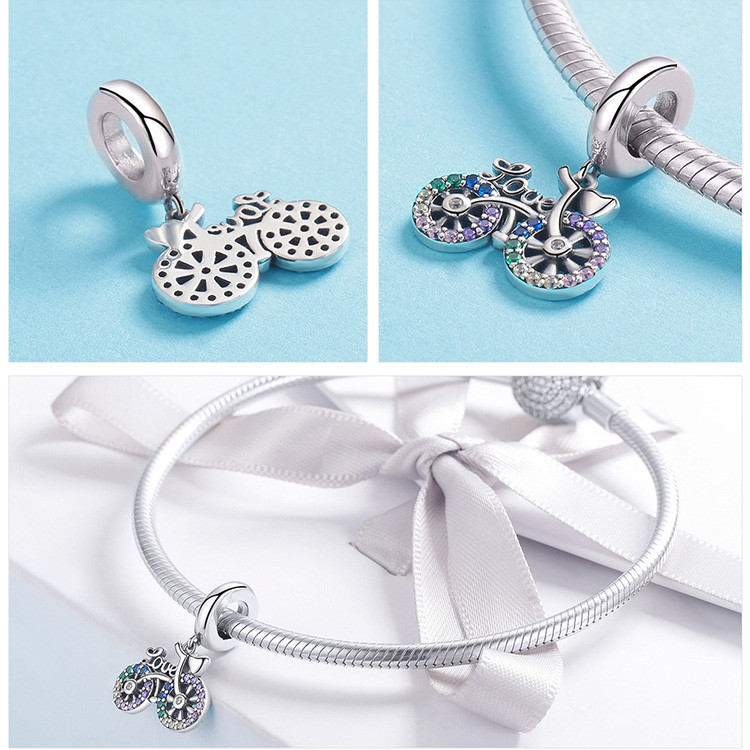 Charm In Argento Sterling 925 Per Bicicletta, Stile Sportivo, Con Ciondolo A Forma Di Bicicletta, Per Braccialetti Pandora (B - Foto 7
