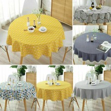 Round Table Cloths Cotton Linen Cover Garden Dining Tableware Party Tablecloth