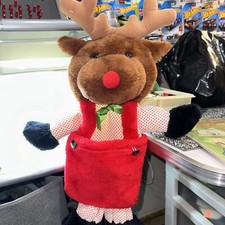 Vintage Plush Reindeer Stocking. Stuffed Animal Toy Head.