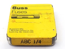 Pack of 5 Bussmann ABC1/4 250V 1/4 Amp Fast Acting Ceramic Fuses 1/4" x 1-1/4"