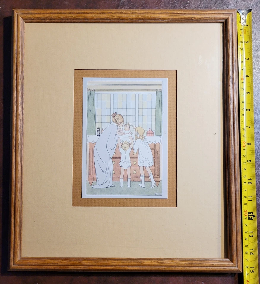 Arte de decoración de pared vintage SAIDA Art Deco madre niño bebé estampado enmarcado guardería Foto 3 de 4